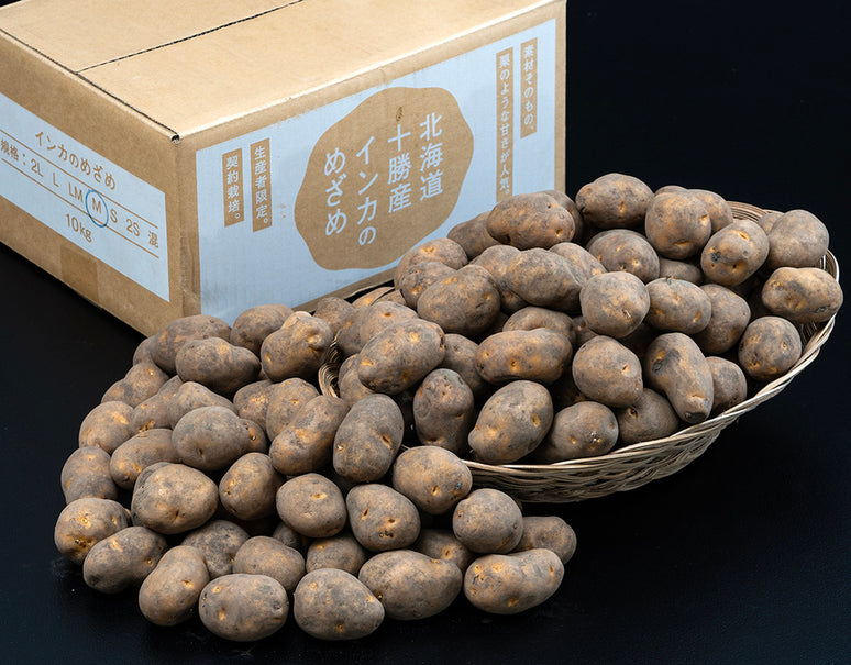 『インカのめざめ（土付き）』北海道産じゃがいも S〜Mサイズ 約10kg 産地箱 ※冷蔵