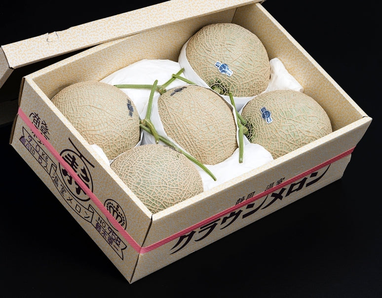 ご自宅用『大玉クラウンメロン』静岡県産 雪またはキズ 計約8〜9kg（5玉）産地箱 風袋込 ※常温